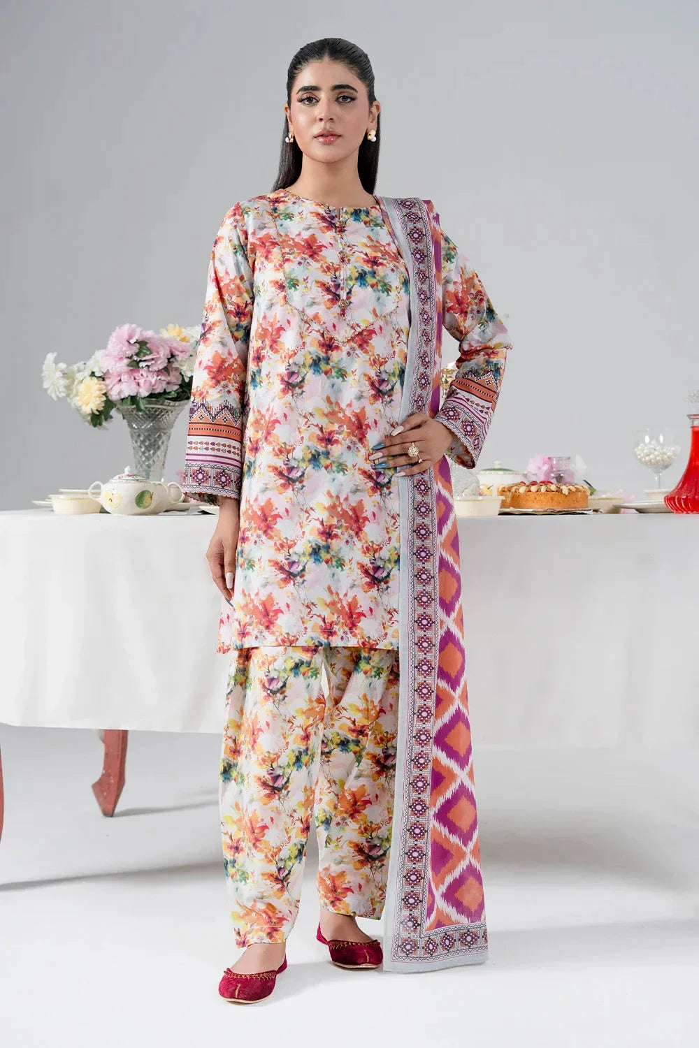 3PC Unstitched Printed Lawn Suit | KLA-3993 Printed KHAS STORES 