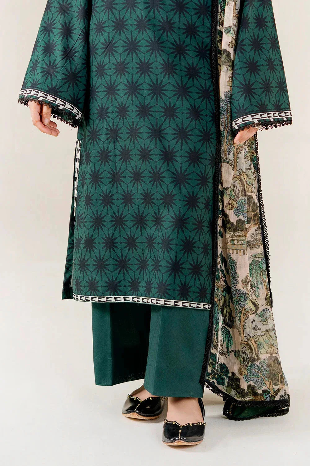 3PC Unstitched Printed Lawn Suit | KLAC-3994 Printed KHAS STORES 