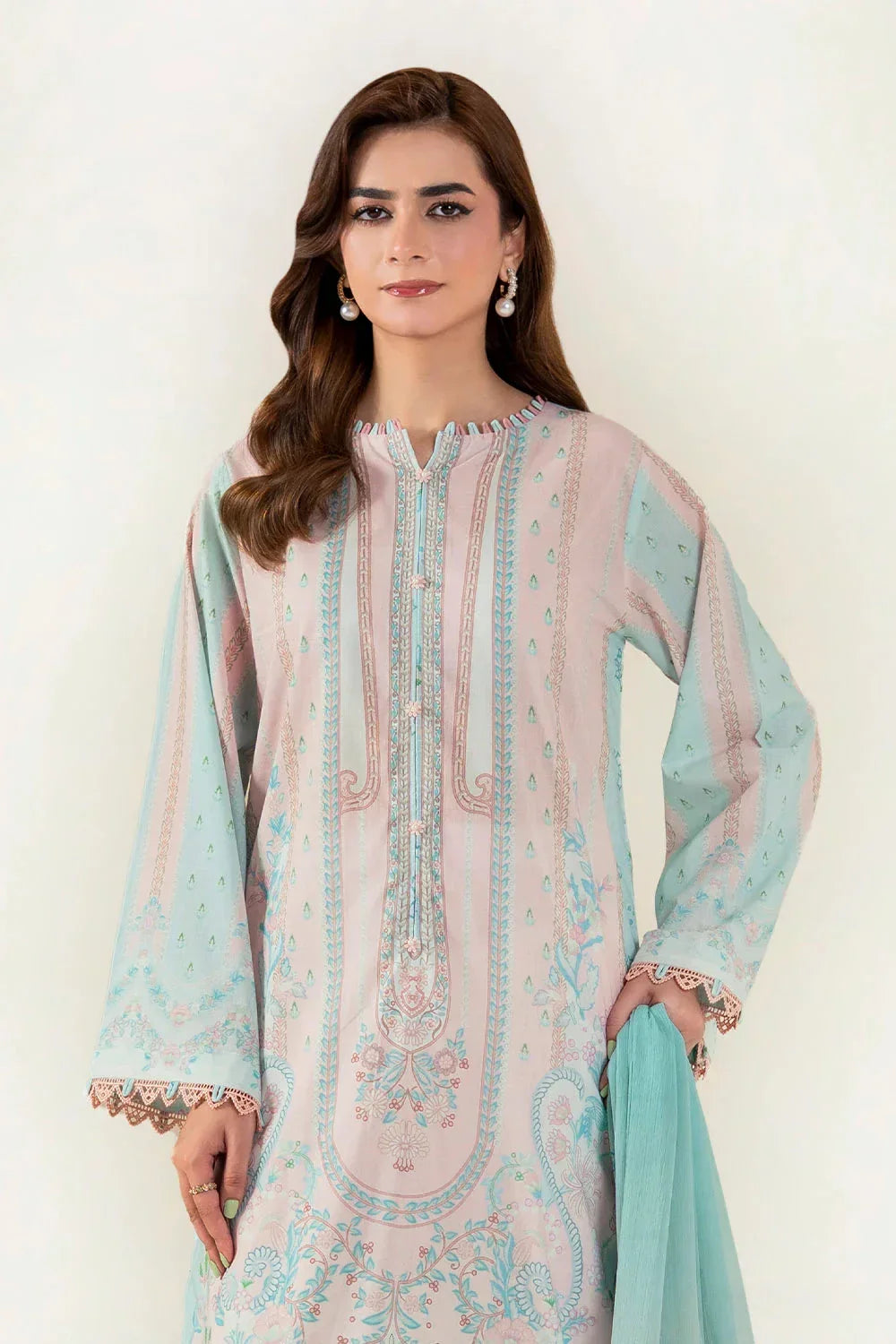 3PC Unstitched Printed Lawn Suit | KLAC-3996 Printed KHAS STORES 