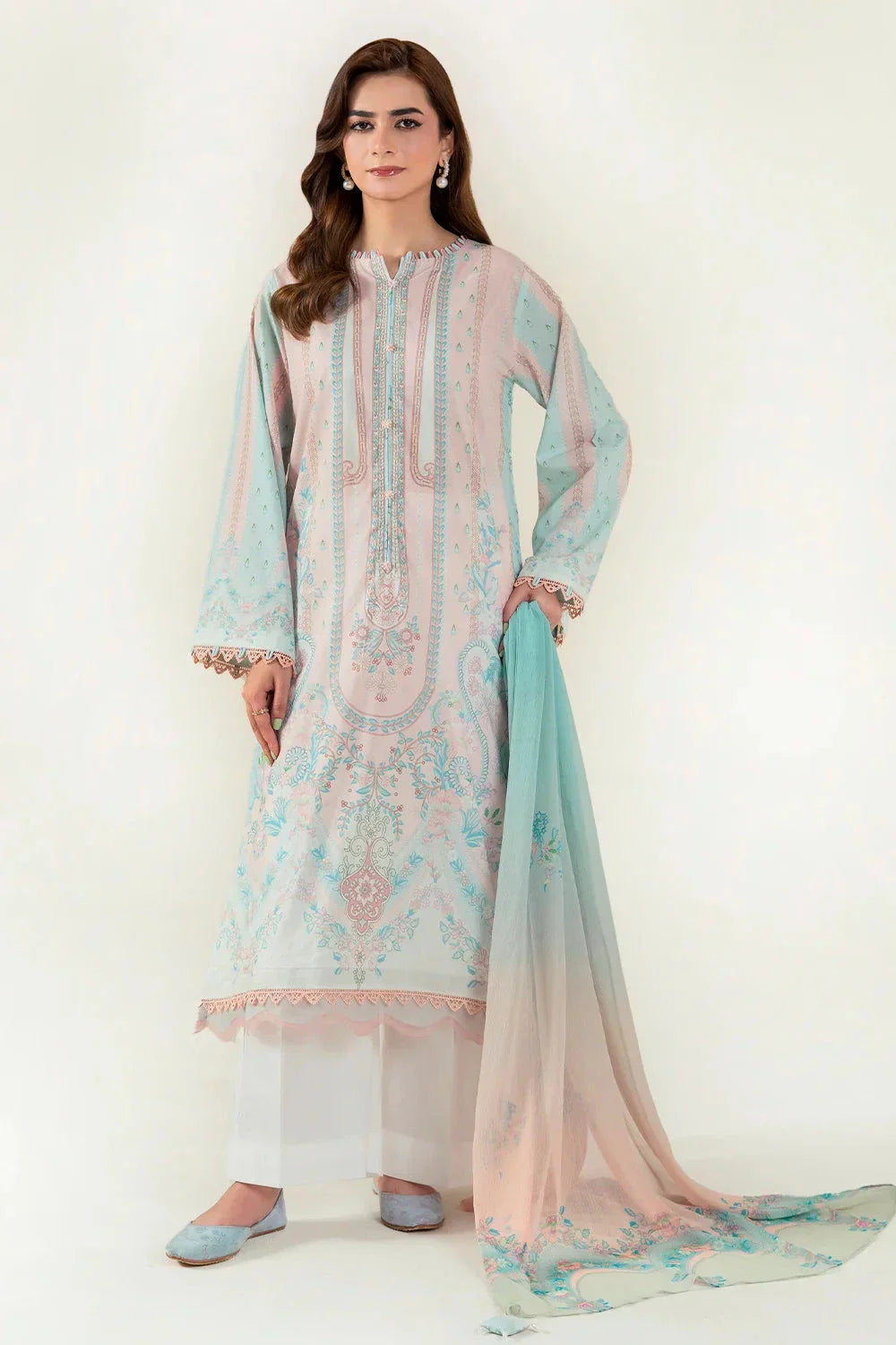 3PC Unstitched Printed Lawn Suit | KLAC-3996 Printed KHAS STORES 
