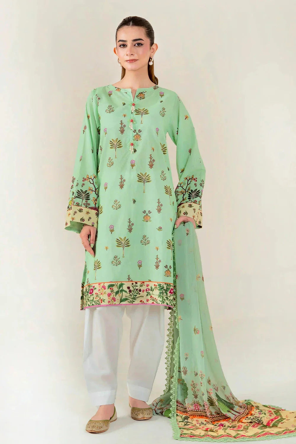 3PC Unstitched Printed Lawn Suit | KLAC-3997 Printed KHAS STORES 