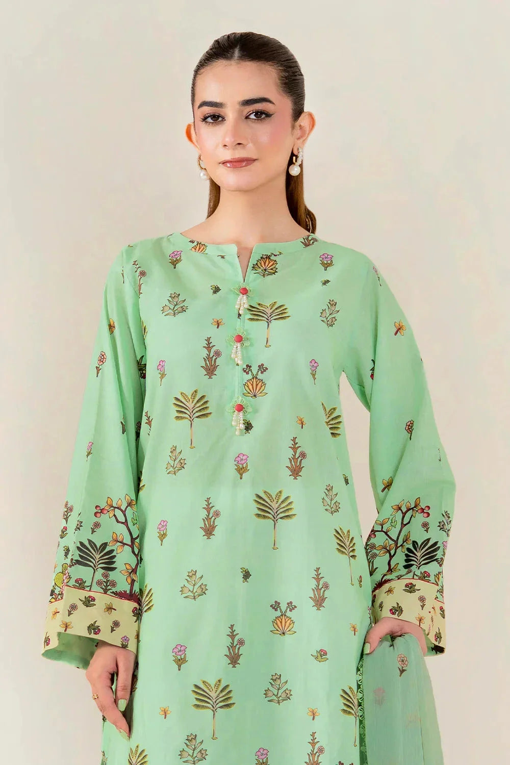 3PC Unstitched Printed Lawn Suit | KLAC-3997 Printed KHAS STORES 
