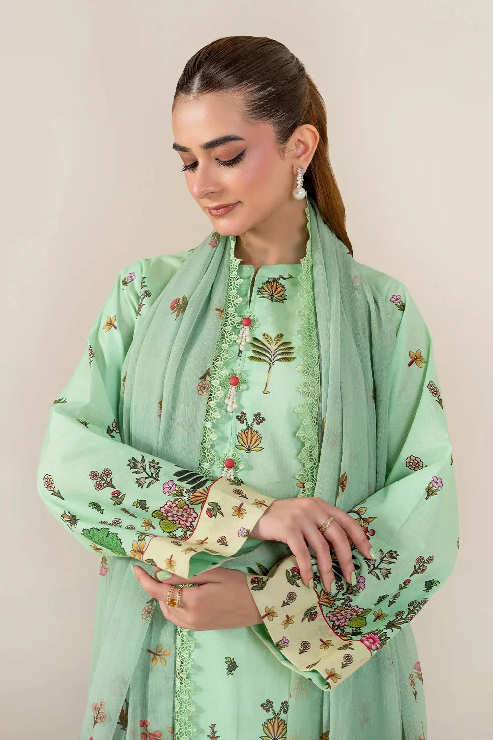 3PC Unstitched Printed Lawn Suit | KLAC-3997 Printed KHAS STORES 