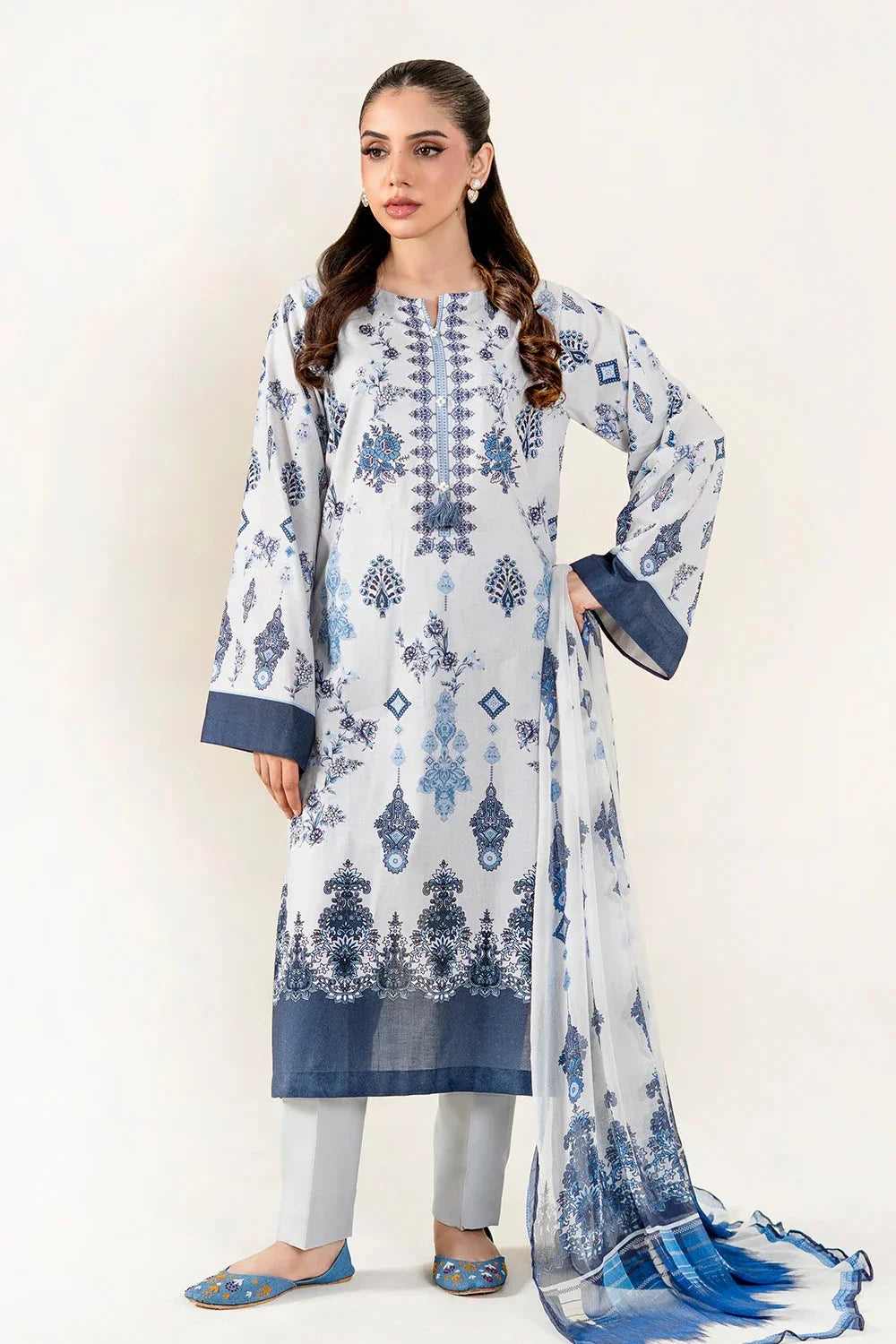 3PC Unstitched Printed Lawn Suit | KLAC-3998 Printed KHAS STORES 