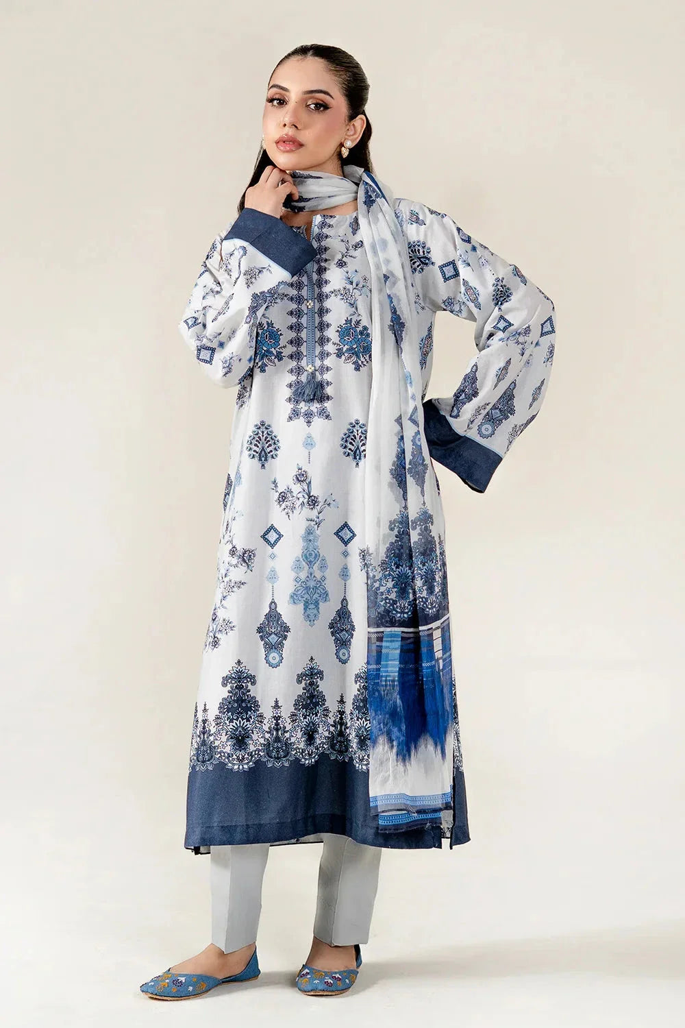 3PC Unstitched Printed Lawn Suit | KLAC-3998 Printed KHAS STORES 
