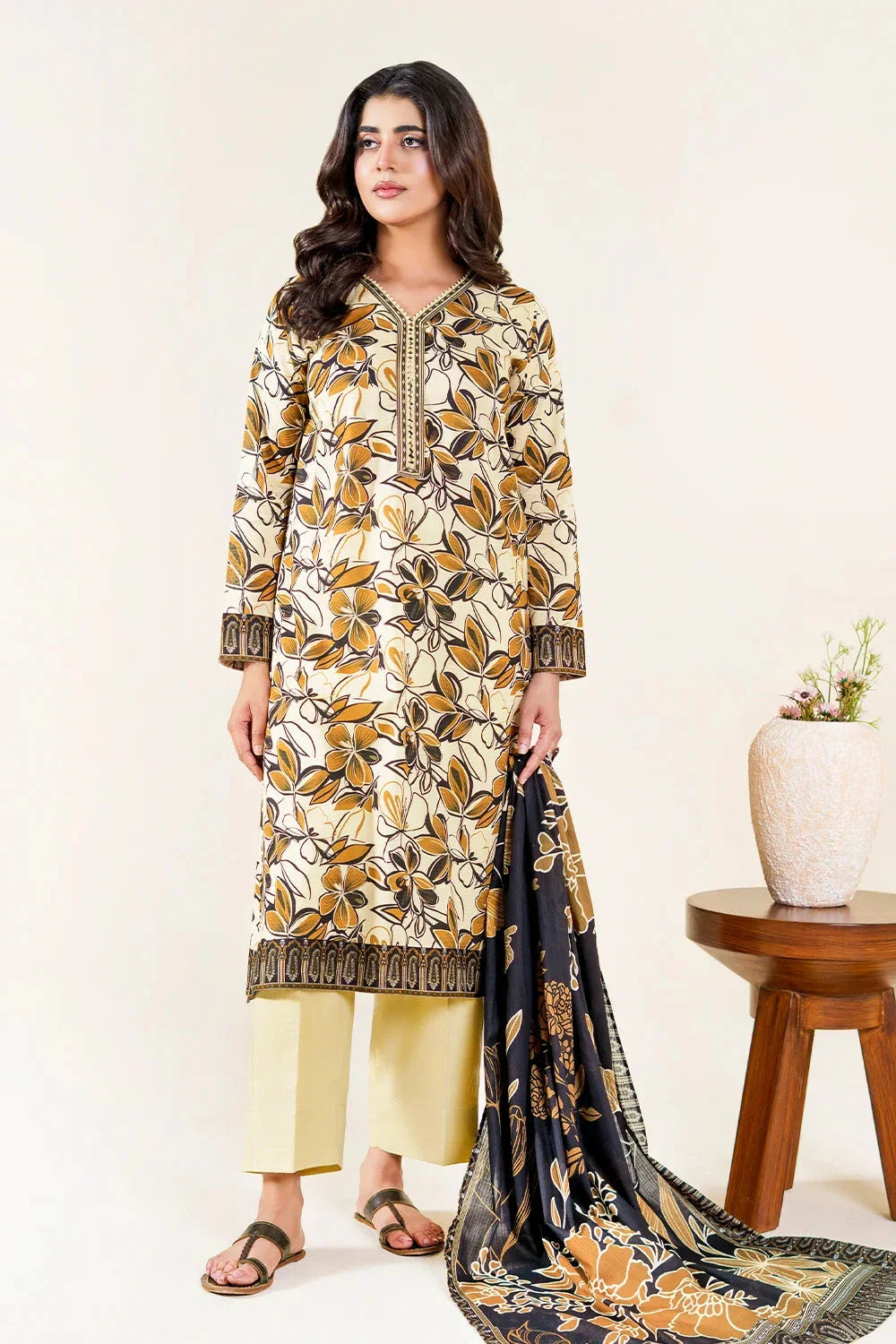3PC Unstitched Printed Lawn Suit | KLP-3915 Printed KHAS STORES 