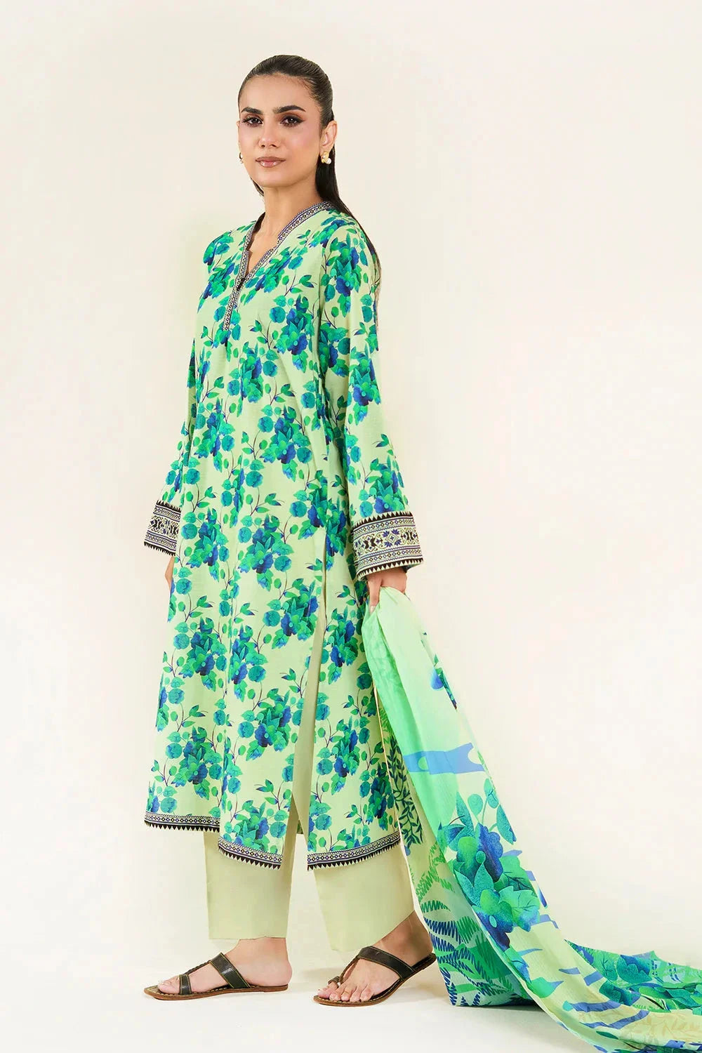 3PC Unstitched Printed Lawn Suit | KLP-3919 Printed KHAS STORES 