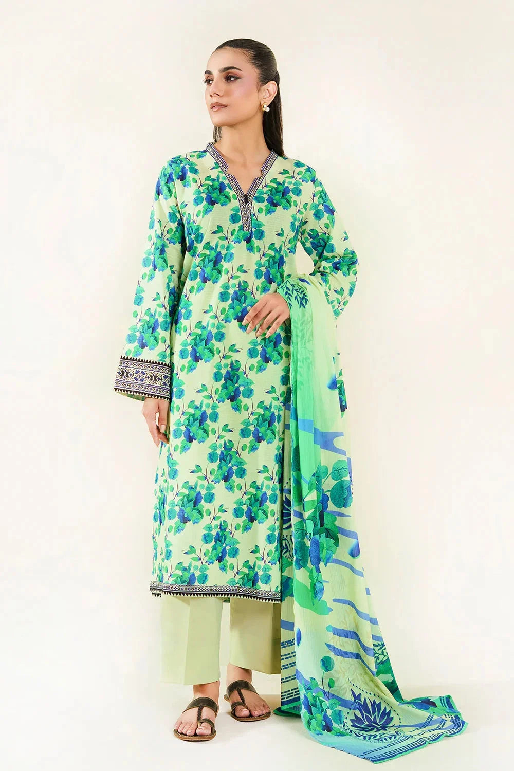 3PC Unstitched Printed Lawn Suit | KLP-3919 Printed KHAS STORES 