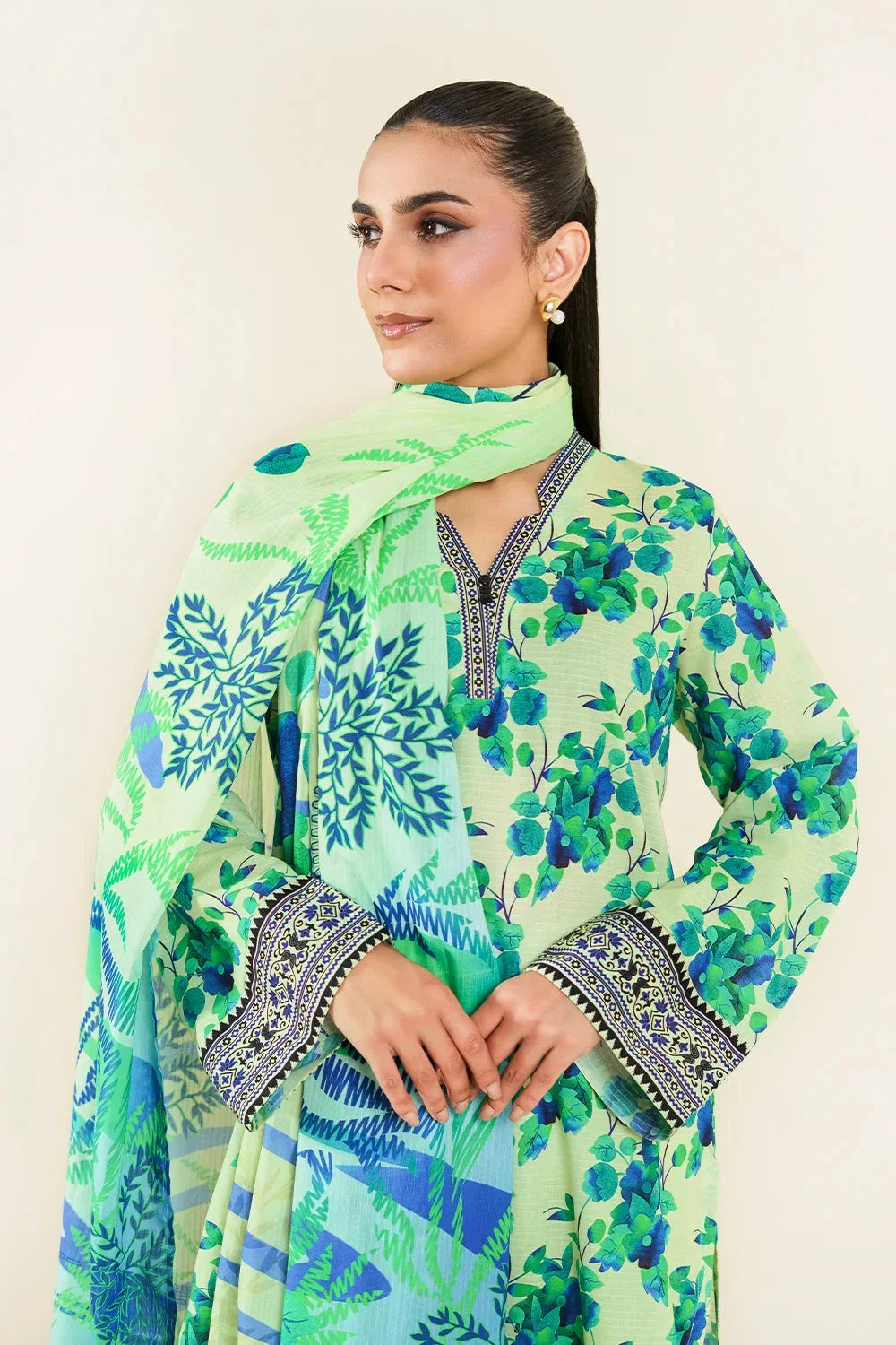3PC Unstitched Printed Lawn Suit | KLP-3919 Printed KHAS STORES 