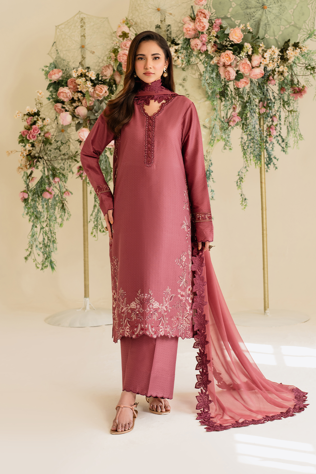 UE-432 Embroidered Textured Lawn