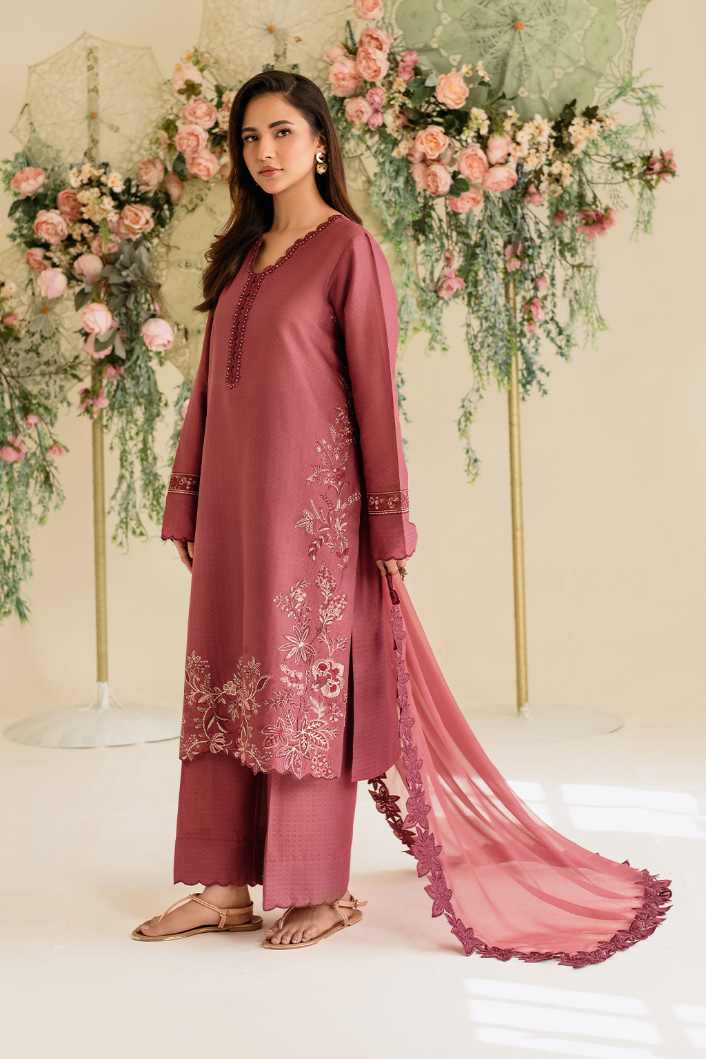 UE-432 Embroidered Textured Lawn