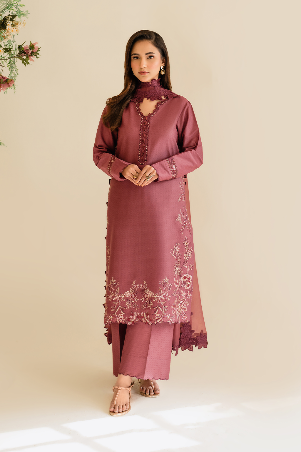UE-432 Embroidered Textured Lawn