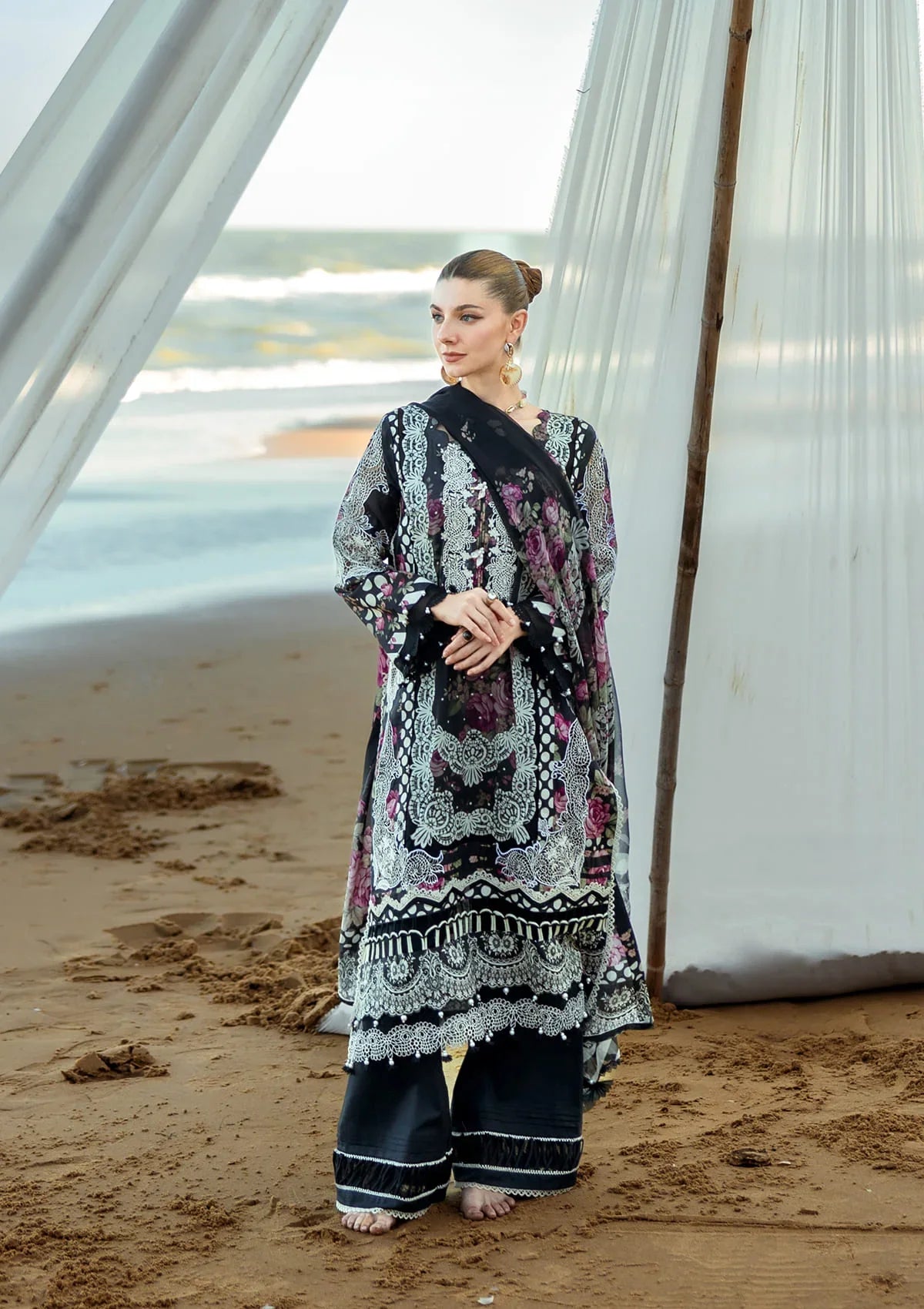 Radiant Embroidered Organza Front Motifs and lawn shirt from ELAF SIGNATURE COLLECTION 2025.