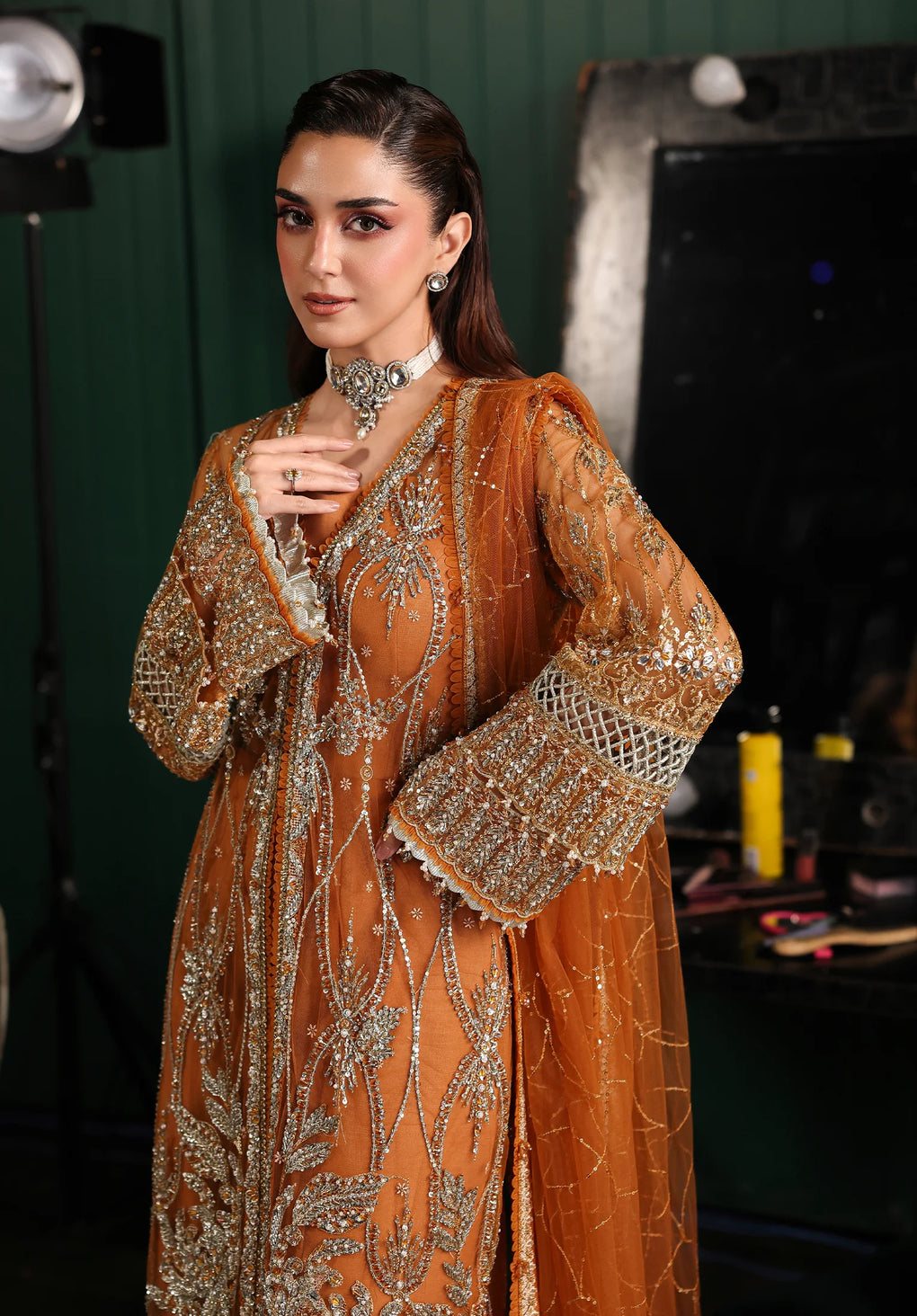 ESH-09 SAFFRON-STARDOM - FORMAL HANDWORK '25 by Elaf Premium at #VogueClothingStudio