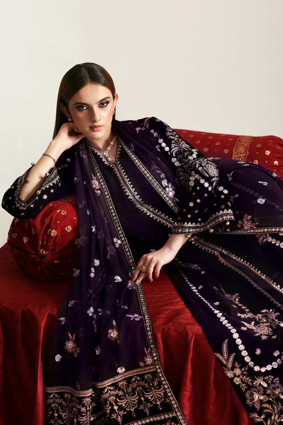 DILNAR Zarposh velvet collection by Emaan Adeel at #VogueClothingStudio