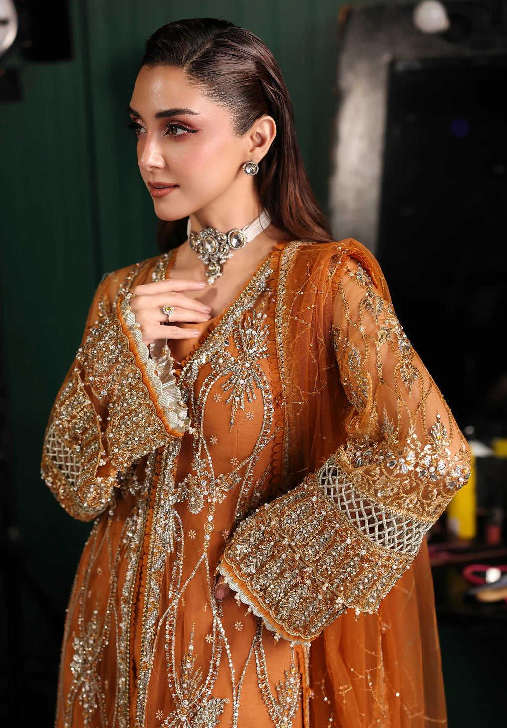 ESH-09 SAFFRON-STARDOM - FORMAL HANDWORK '25 by Elaf Premium at #VogueClothingStudio