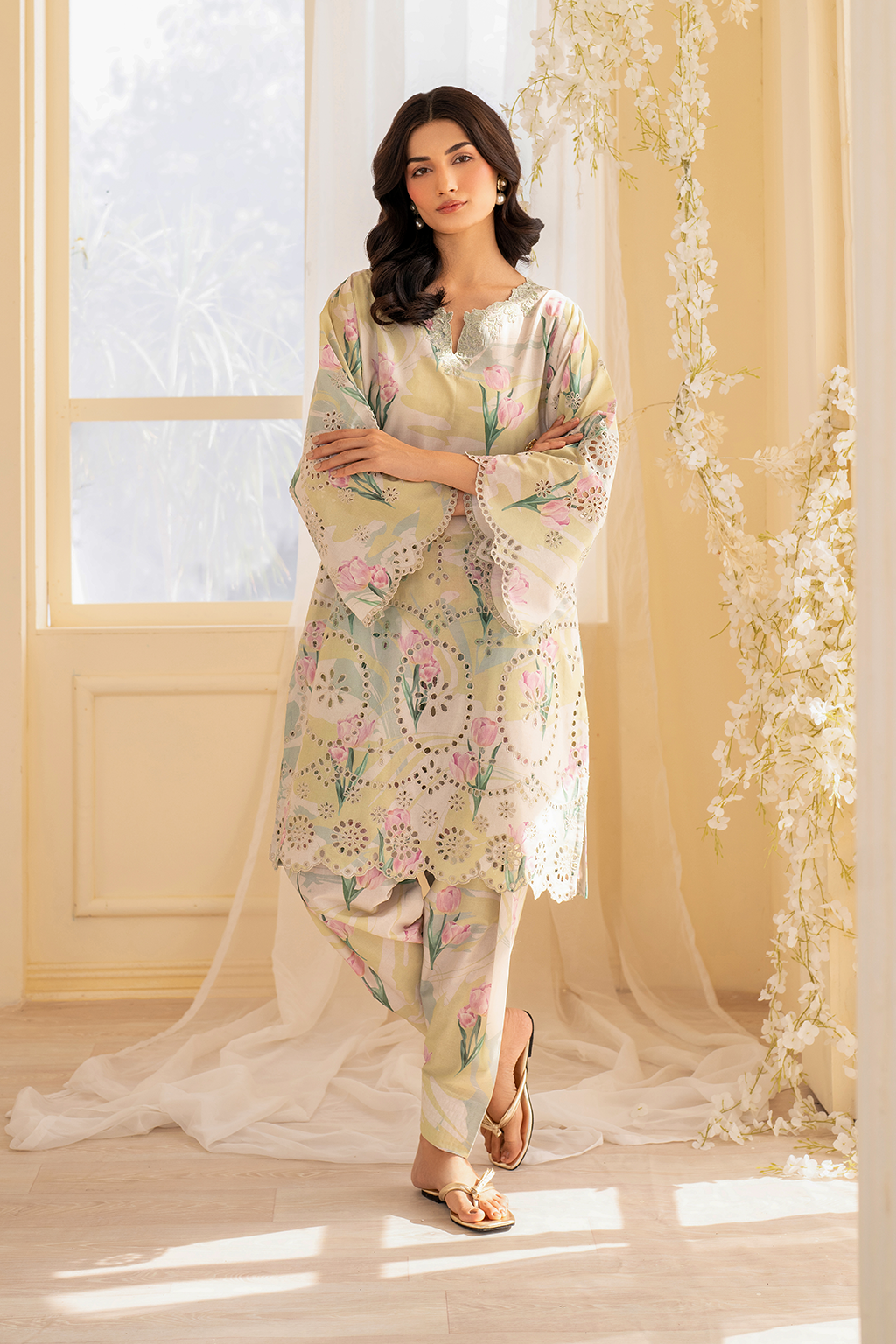 UE-440  Embroidered Printed Lawn
