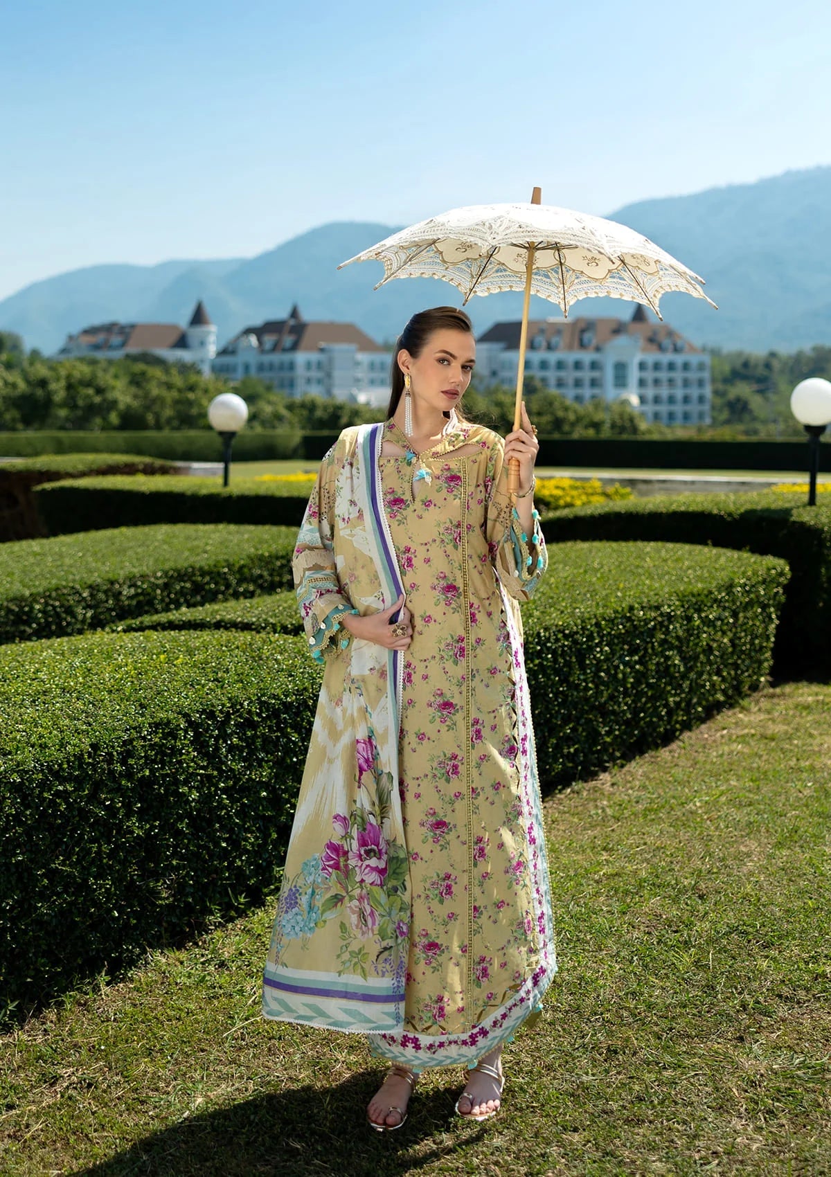 ZEN FLORA Digital Printed Lawn and Digital Printed Voile Dupatta from ELAF PRINTS COLLECTION 2025.