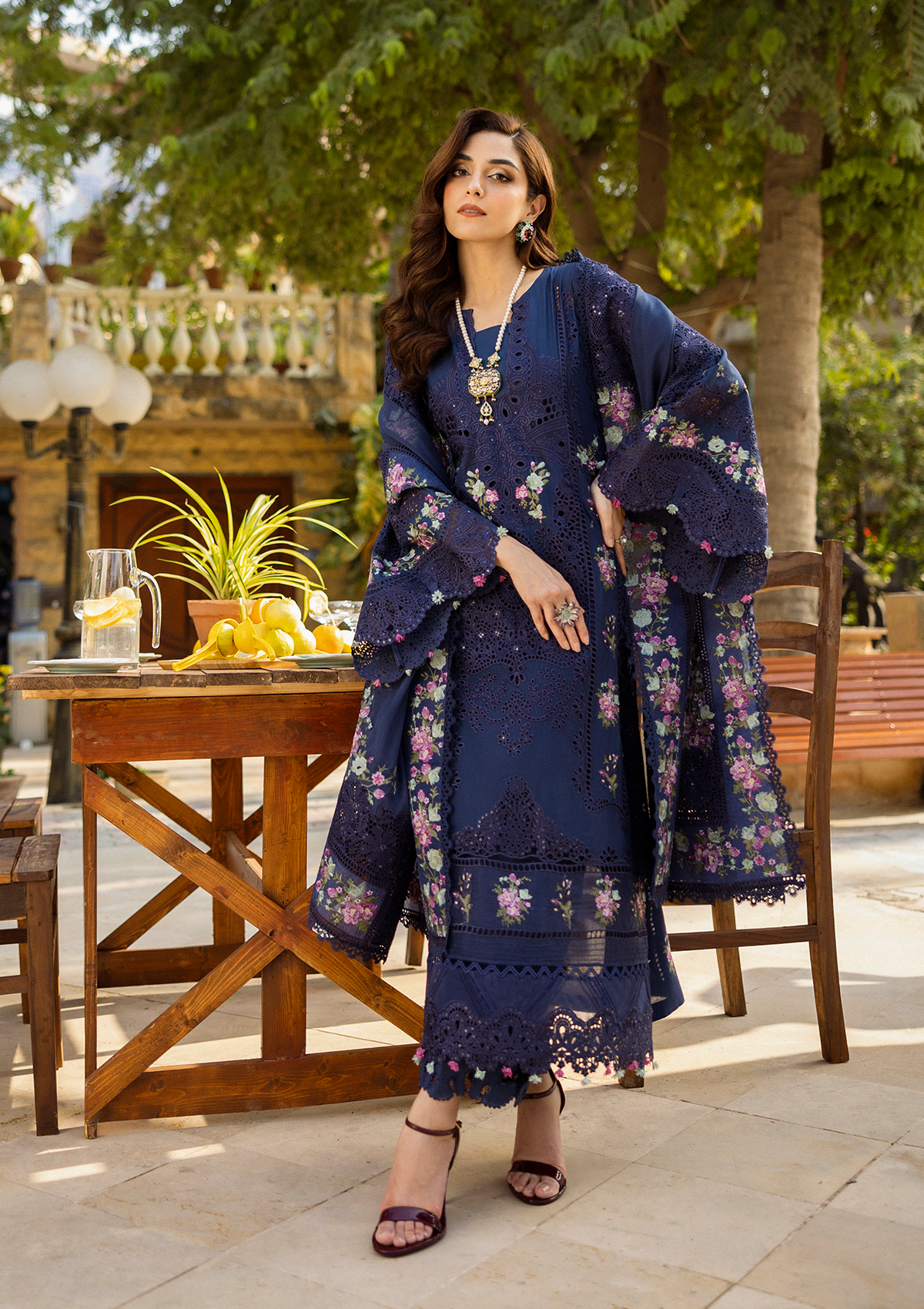 Beautifully designed EMBROIDERED COTTON NET PATCHED DUPATTA