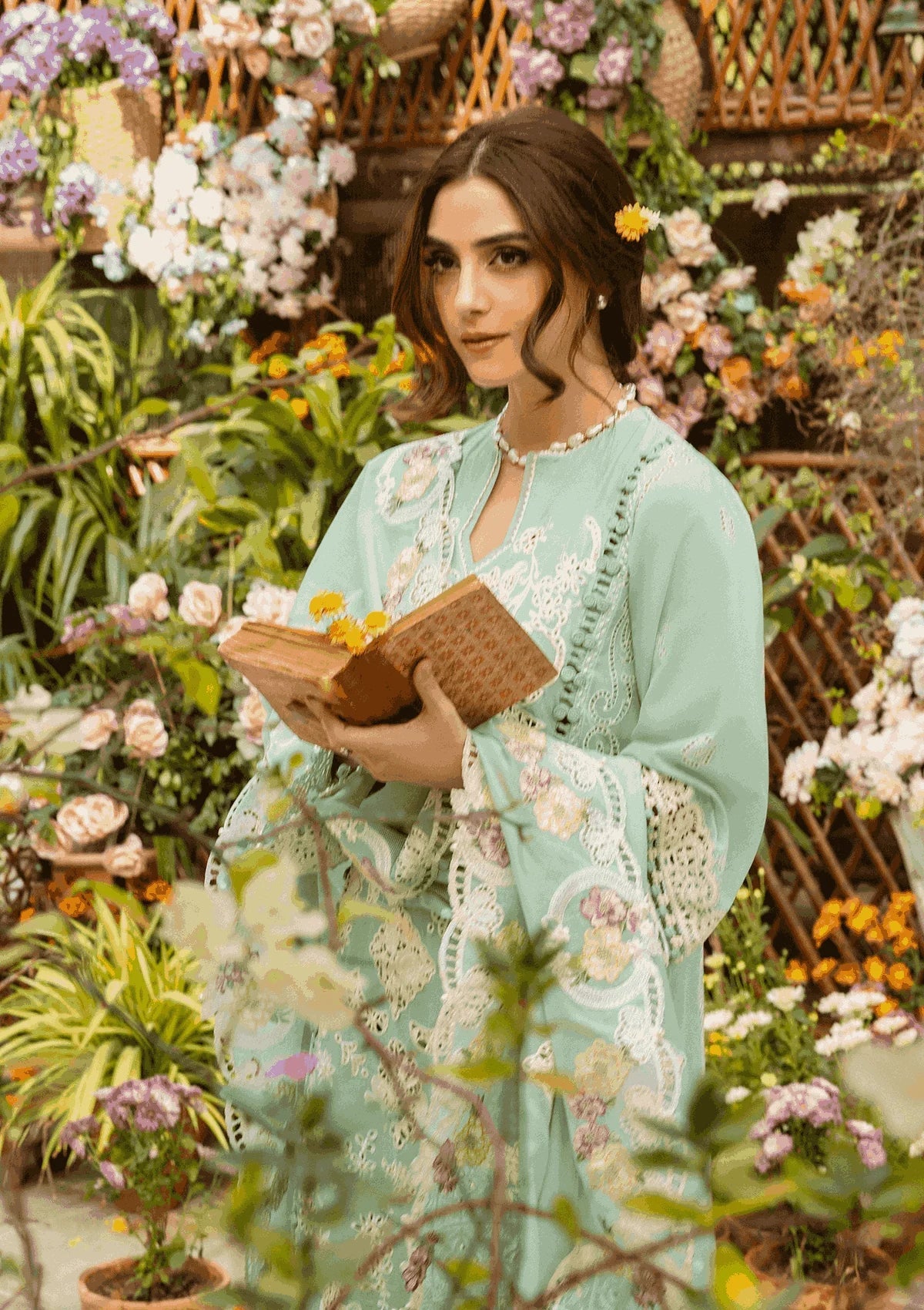 ZARAFSHAN wearing this beautiful dress from ELAF Luxury Lawn 2025.