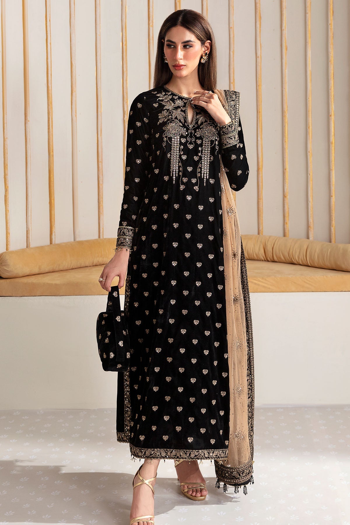 EMBROIDERED VELVET FORMAL VF-2014