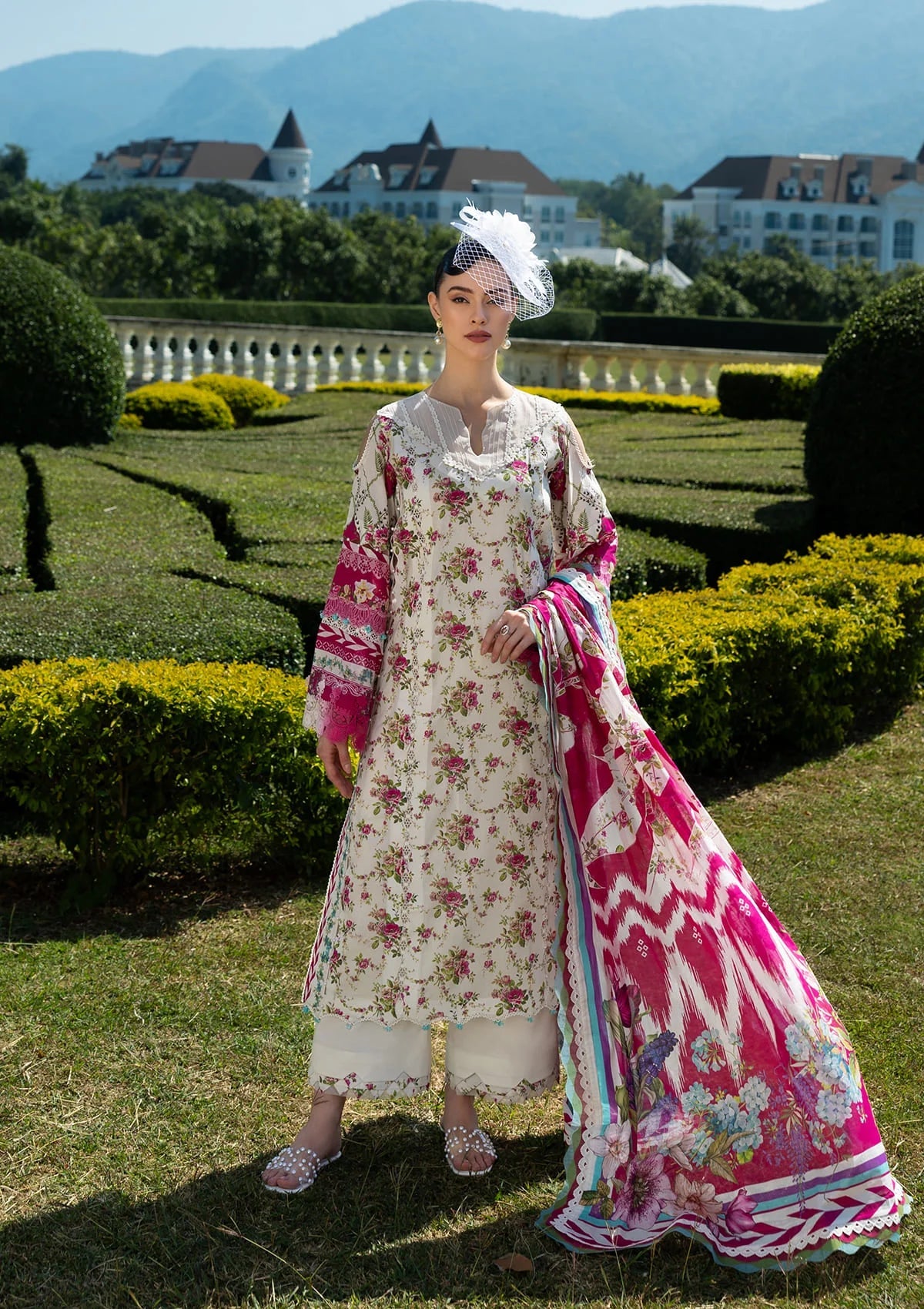 QUEEN GARNET Digital Printed Lawn and Digital Printed Voile Dupatta from ELAF PRINTS COLLECTION 2025.