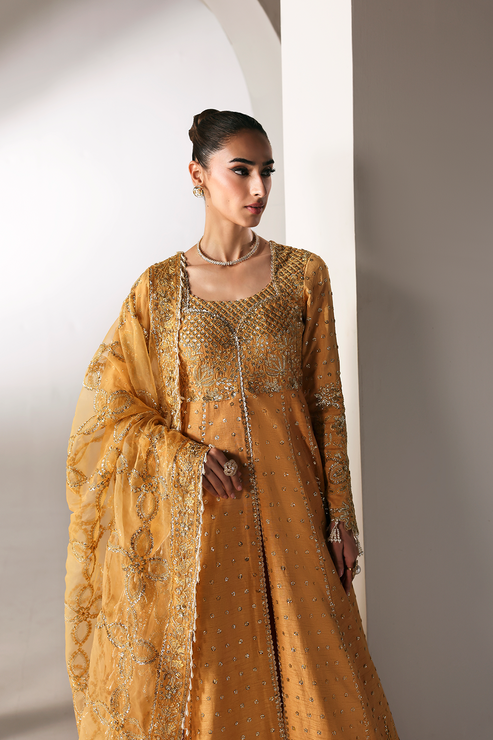 GOLDEN HOUR - Serein luxe silk by Emaan Adeel at #VogueClothingStudio