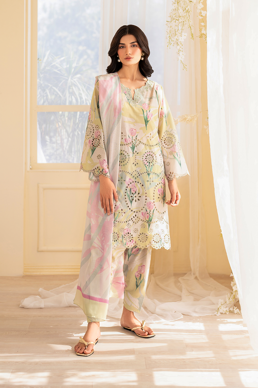UE-440  Embroidered Printed Lawn