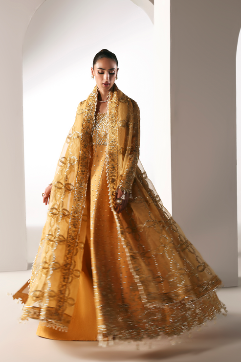 GOLDEN HOUR - Serein luxe silk by Emaan Adeel at #VogueClothingStudio