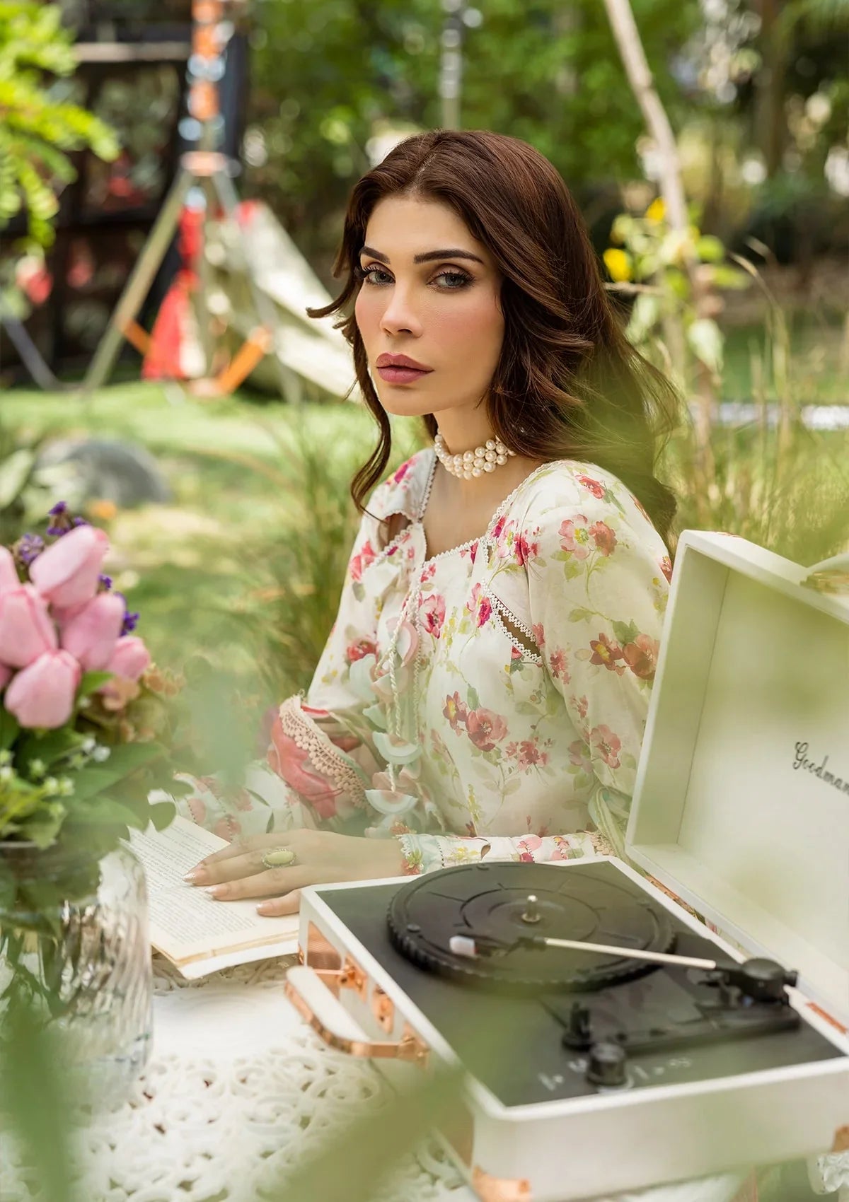 Another front image of beautiful  IVORY PEONY FROM ELAF PRINTS WITH CHIFFON DUPATTA COLLECTION 2025.