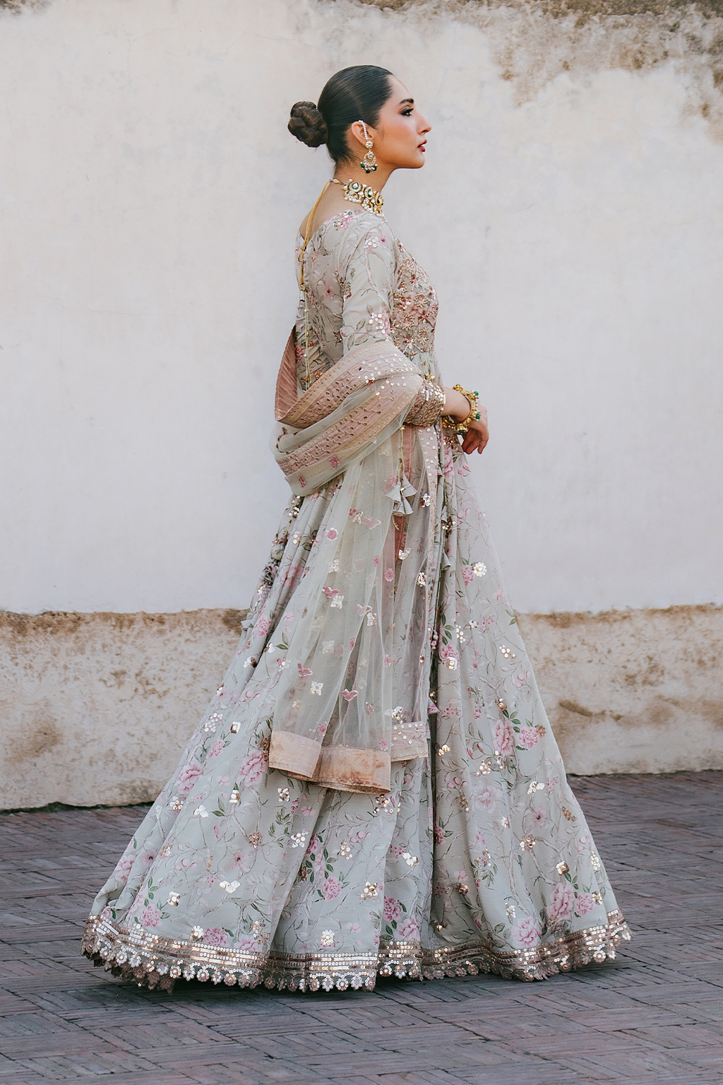 UE-313 Embroidered Raw Silk