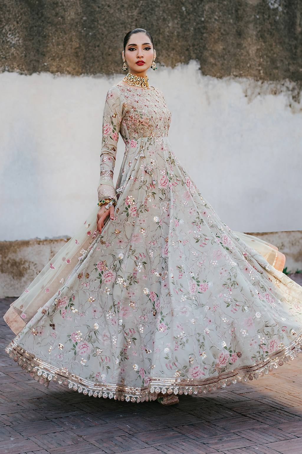 UE-313 Embroidered Raw Silk