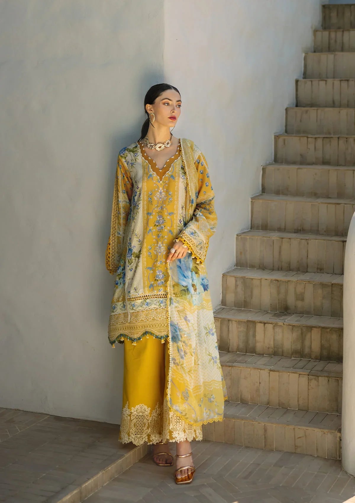 SUNGLOW Digital Printed Lawn and Digital Printed Chiffon Dupatta from ELAF SIGNATURE COLLECTION 2025.