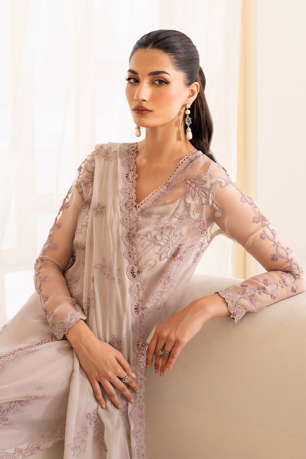 UE-437 Embroidered Pure Organza