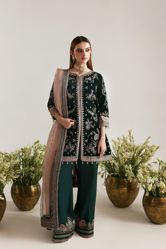 MEHRUUNISA Zarposh velvet collection by Emaan Adeel at #VogueClothingStudio