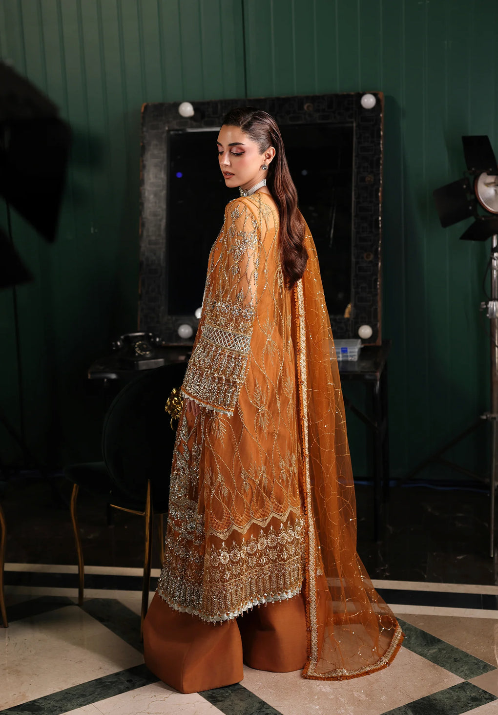 ESH-09 SAFFRON-STARDOM - FORMAL HANDWORK '25 by Elaf Premium at #VogueClothingStudio