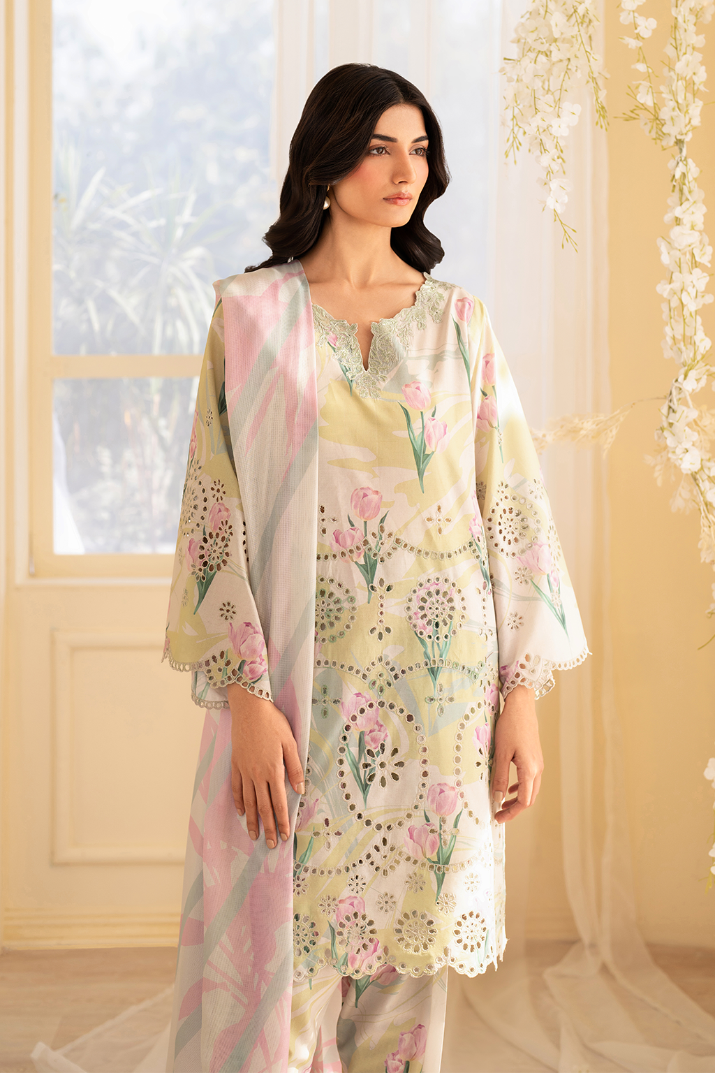 UE-440  Embroidered Printed Lawn