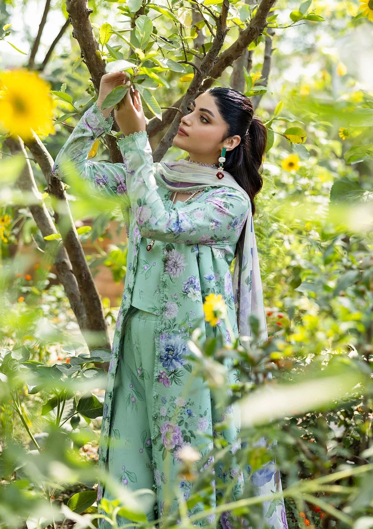Another front image of beautiful GARDENELLE FROM ELAF PRINTS WITH CHIFFON DUPATTA COLLECTION 2025.