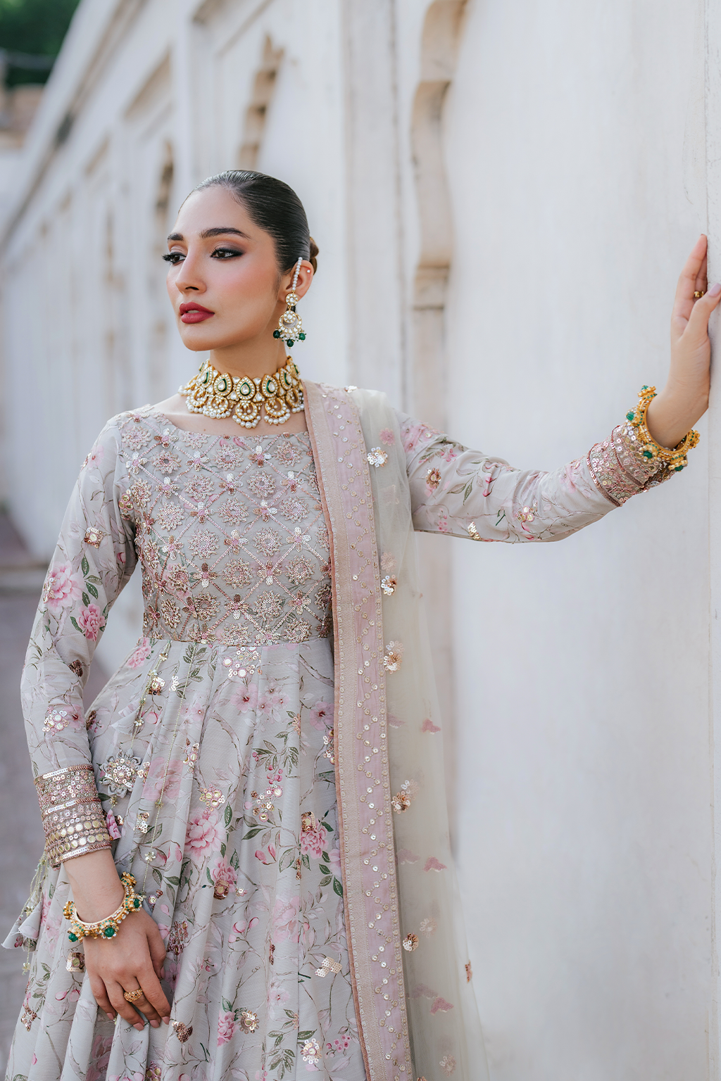 UE-313 Embroidered Raw Silk