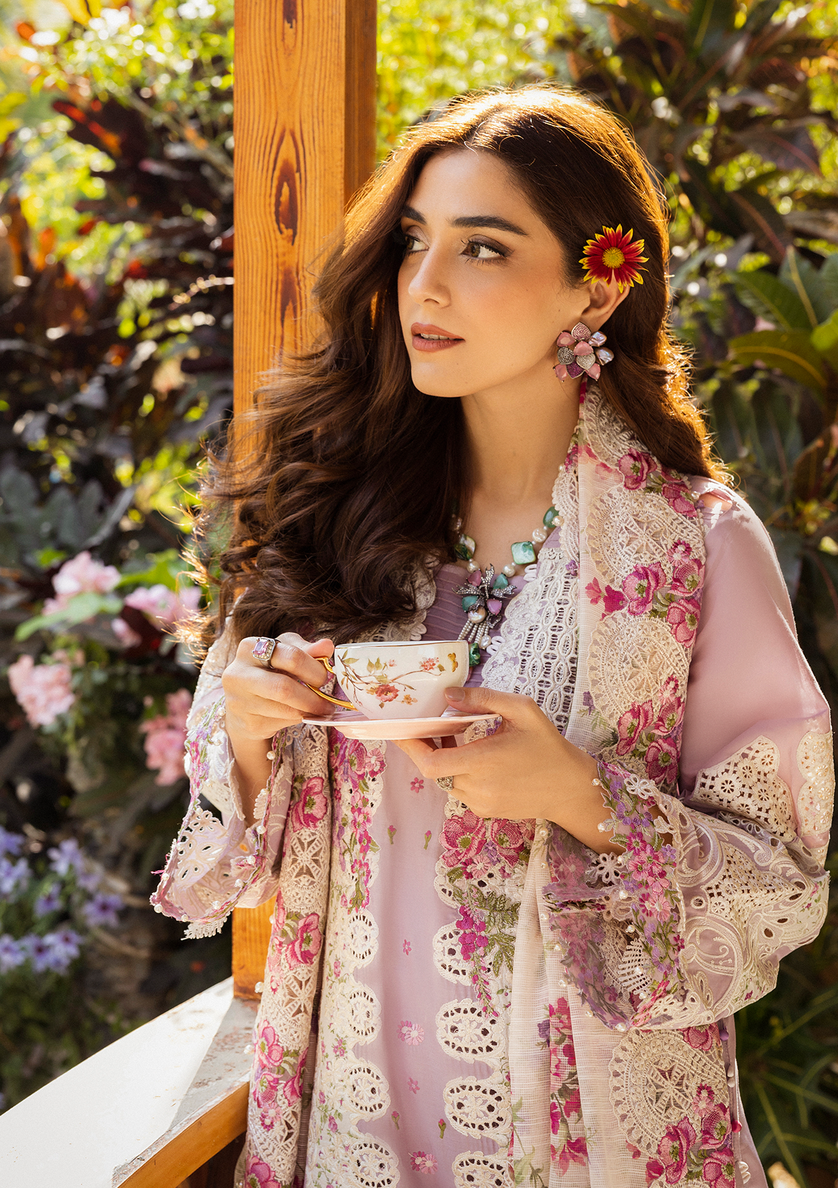 MAYA wearing this beautiful dress from ELAF Luxury Lawn 2025.