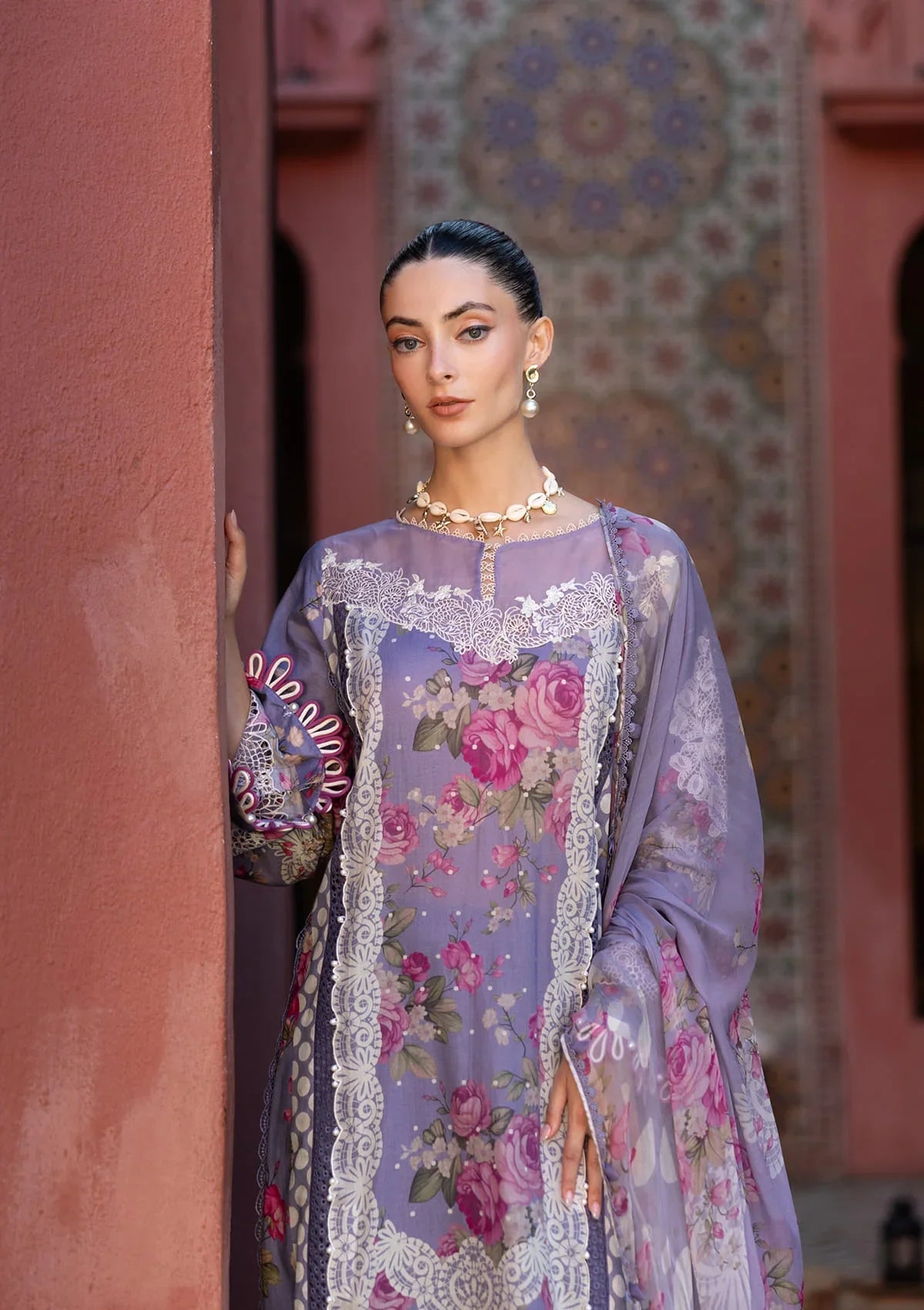 Radiant Embroidered Organza Front Motifs and lawn shirt from ELAF SIGNATURE COLLECTION 2025.