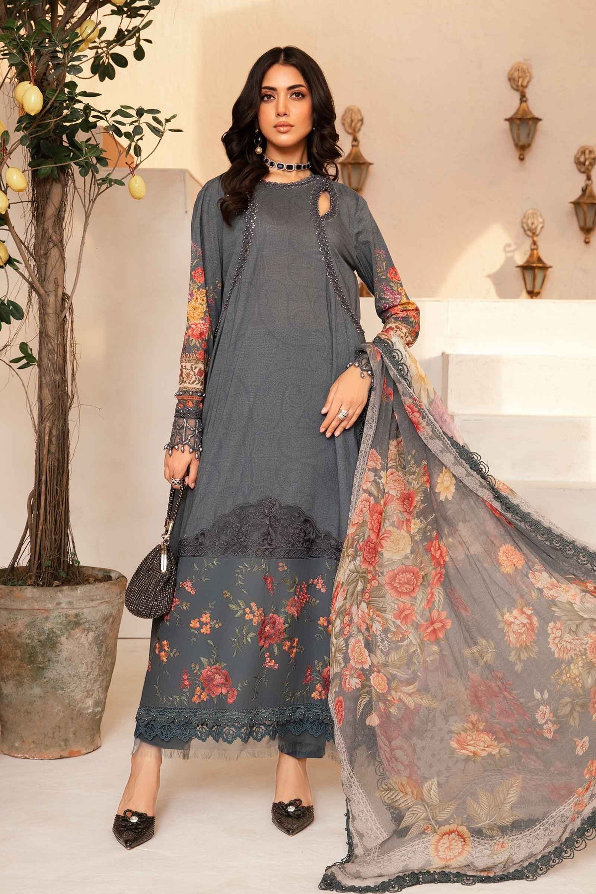 3 Piece Unstitched Printed Suit | MPT-2202-B