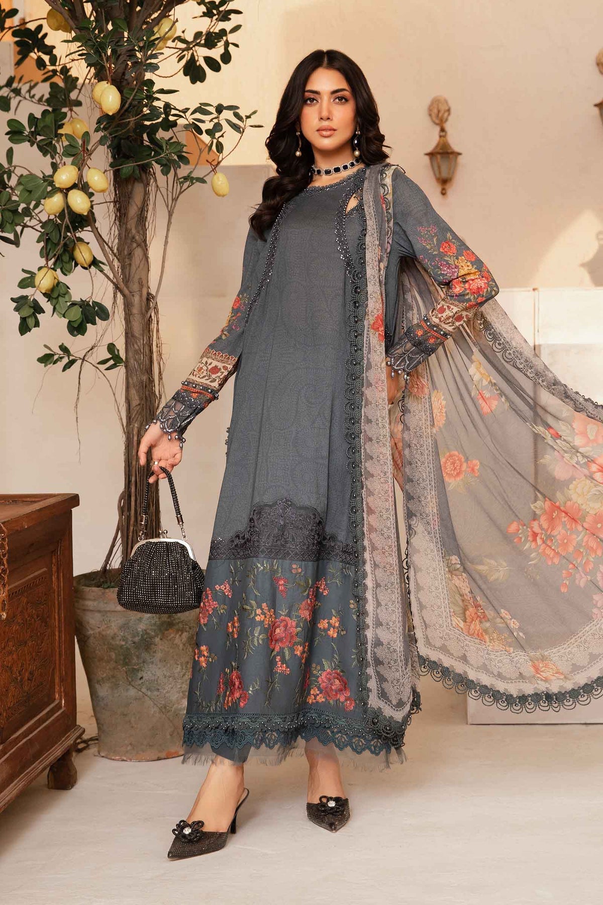 3 Piece Unstitched Printed Suit | MPT-2202-B