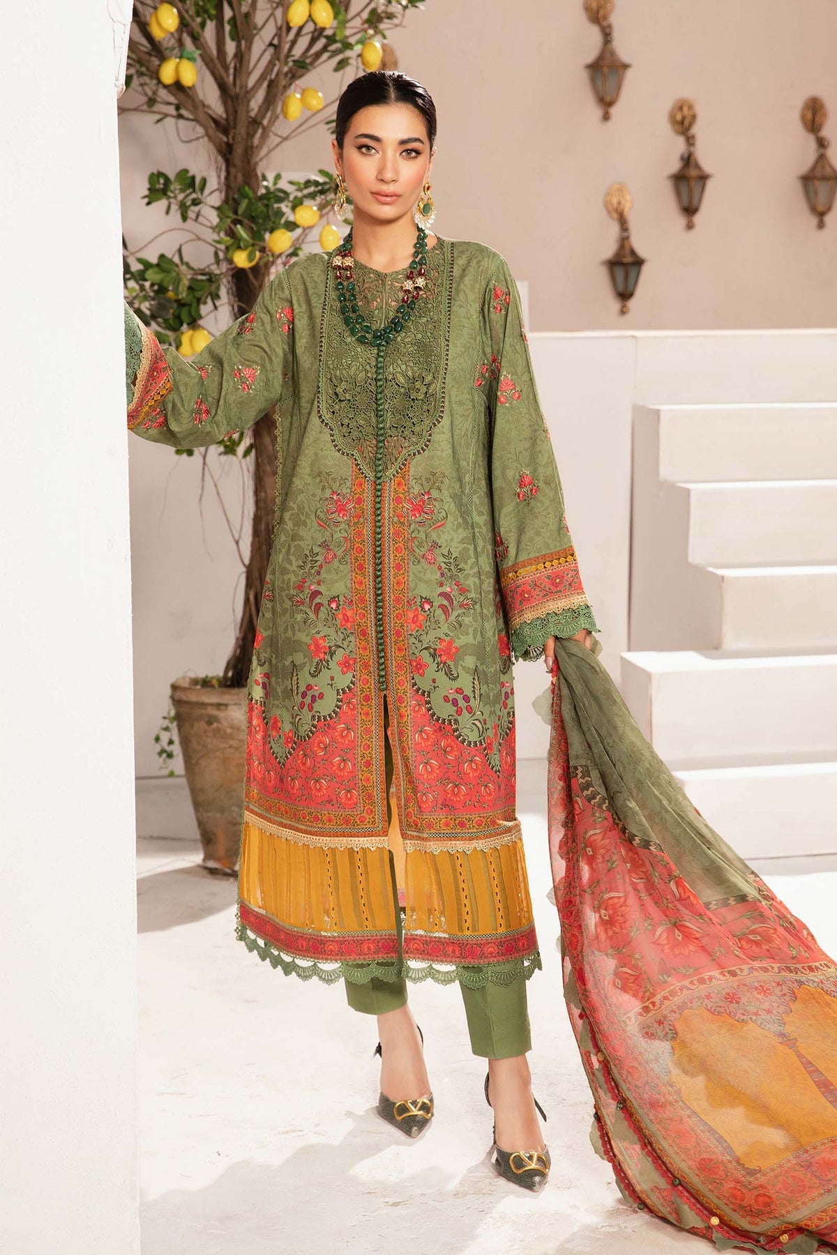 3 Piece Unstitched Printed Suit | MPT-2206-A