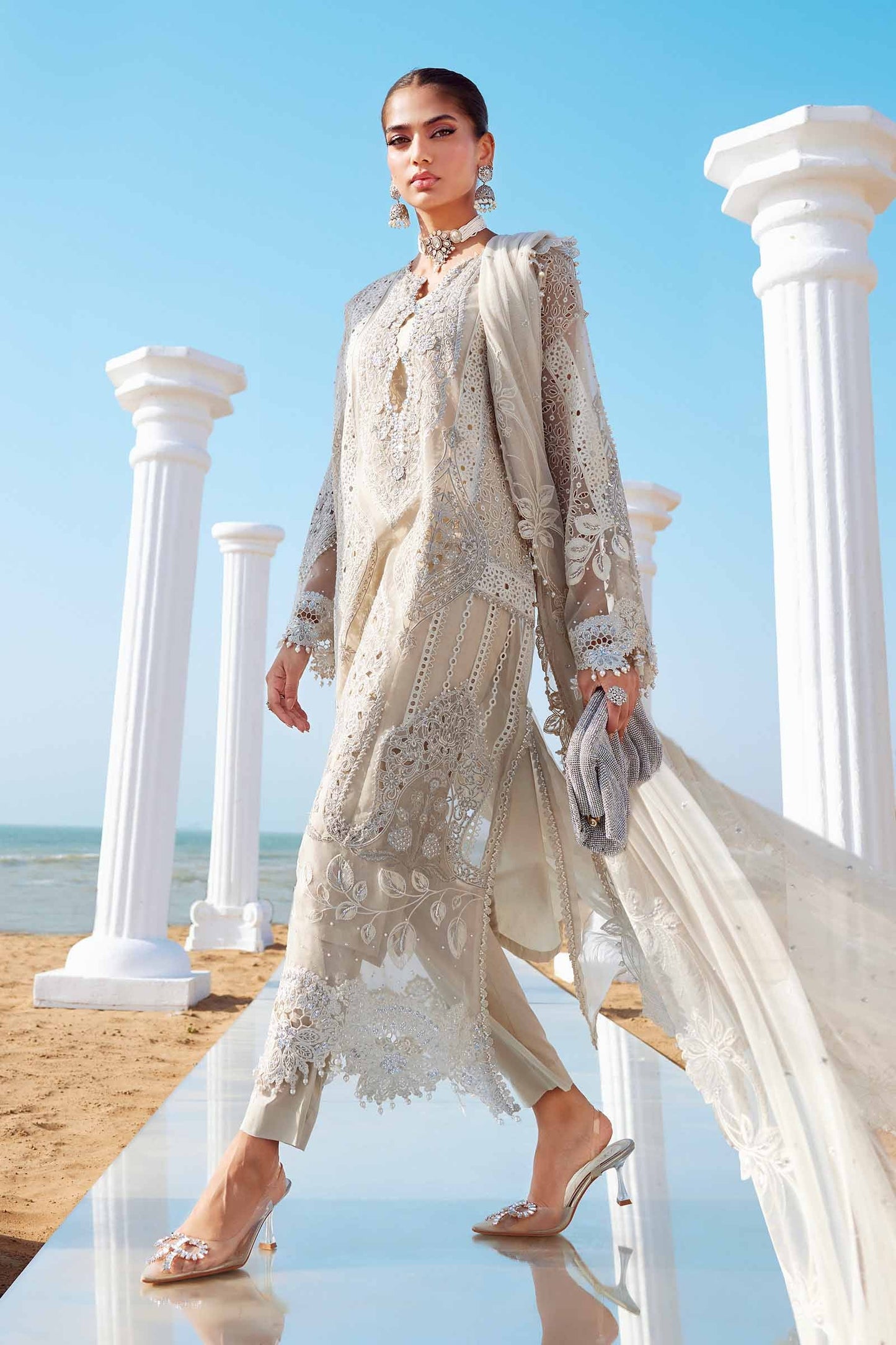 3 Piece Unstitched Embroidered Organza Suit | EID LAWN-25-09