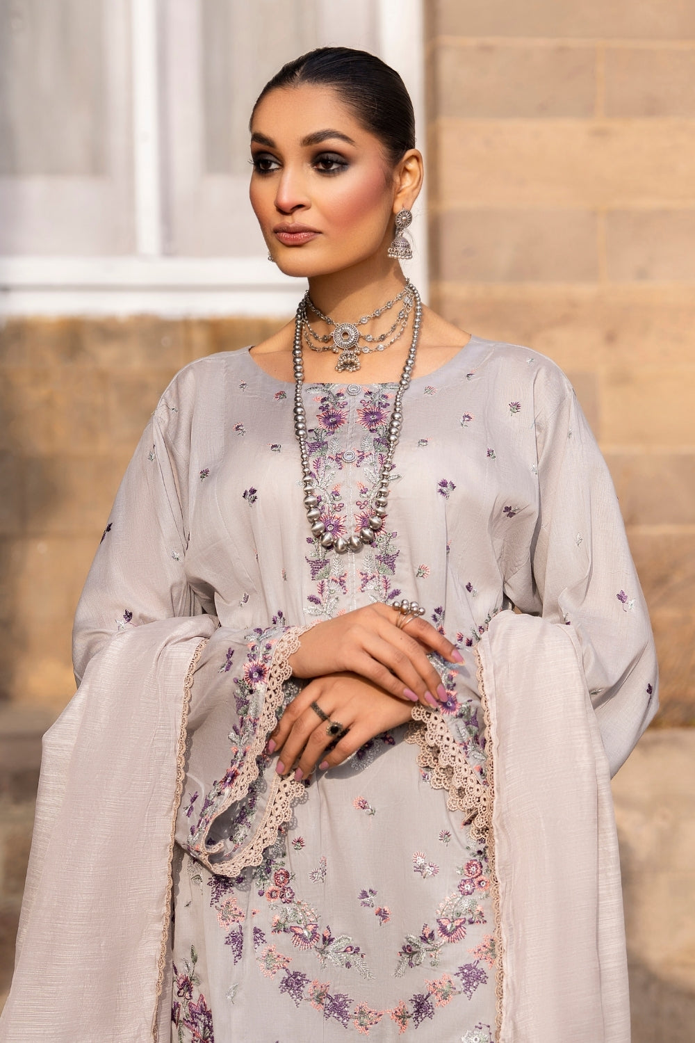 3PC Unstitched | Embroidered Lawn Suit | Slub Lawn Dupatta