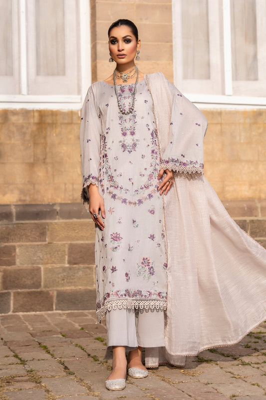 3PC Unstitched | Embroidered Lawn Suit | Slub Lawn Dupatta