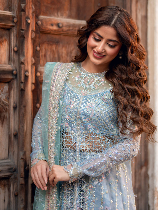 D-602 from Sona Gachi Unstitched Luxury Formals by Bin Ilyas at #VogueClothingStudio