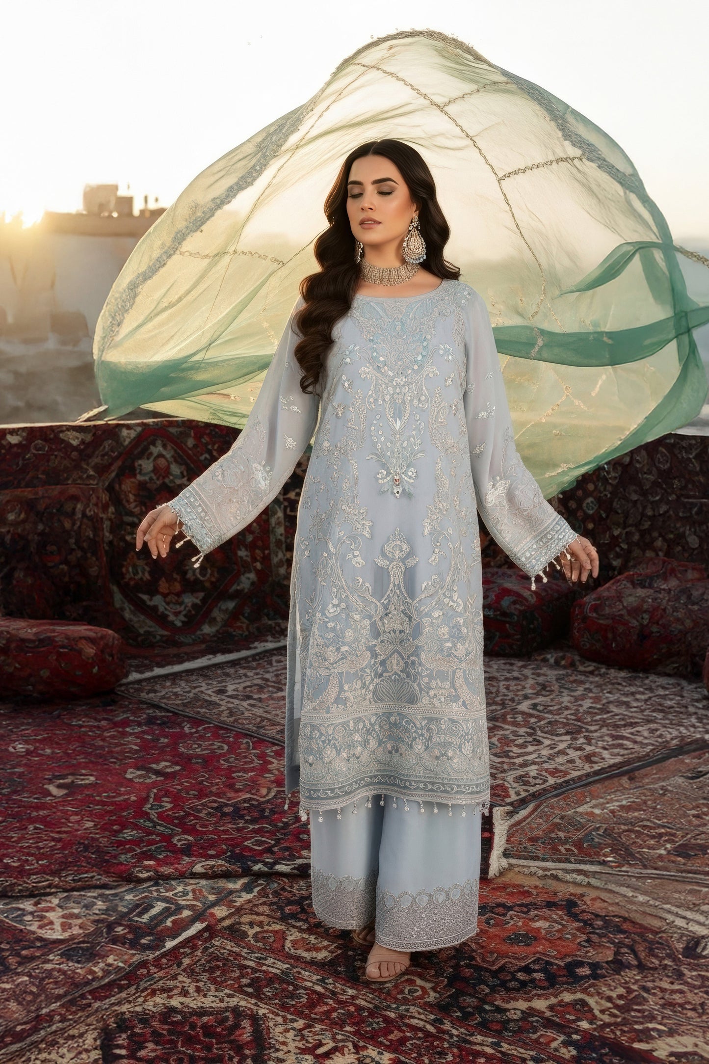 I-243 Elif-e-Noor- Mehr-e-Mah by Imrozia at #VogueClothingStudio