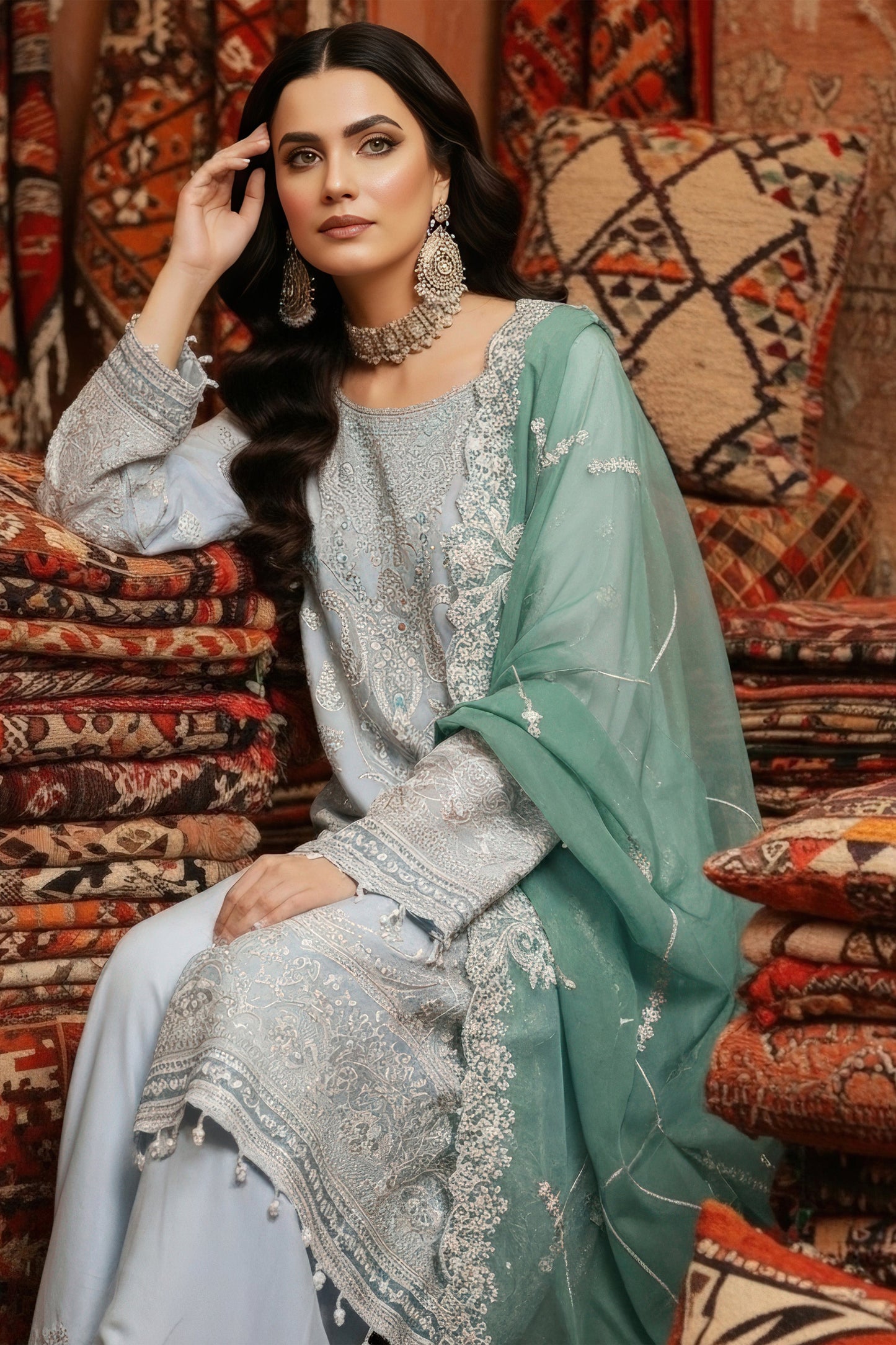 I-243 Elif-e-Noor- Mehr-e-Mah by Imrozia at #VogueClothingStudio